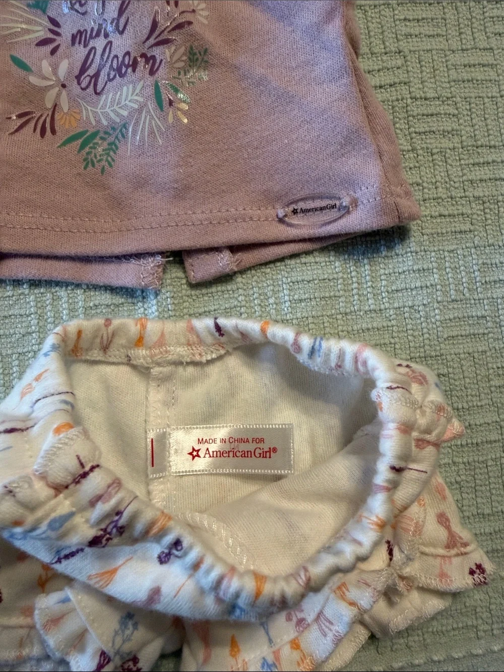 American Girl Purple Floral Graphic Top with Printed Ruffle Shorts